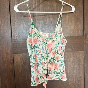 Lulus - Renee C. Floral Tie Front Cami  - Tank - Women's Small